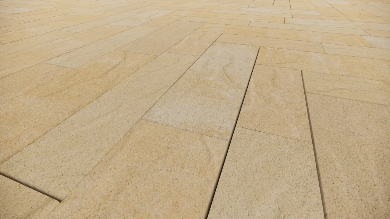 Decado Desert HB Riven paver after the realism pass, photoreal albedo and displacement texture