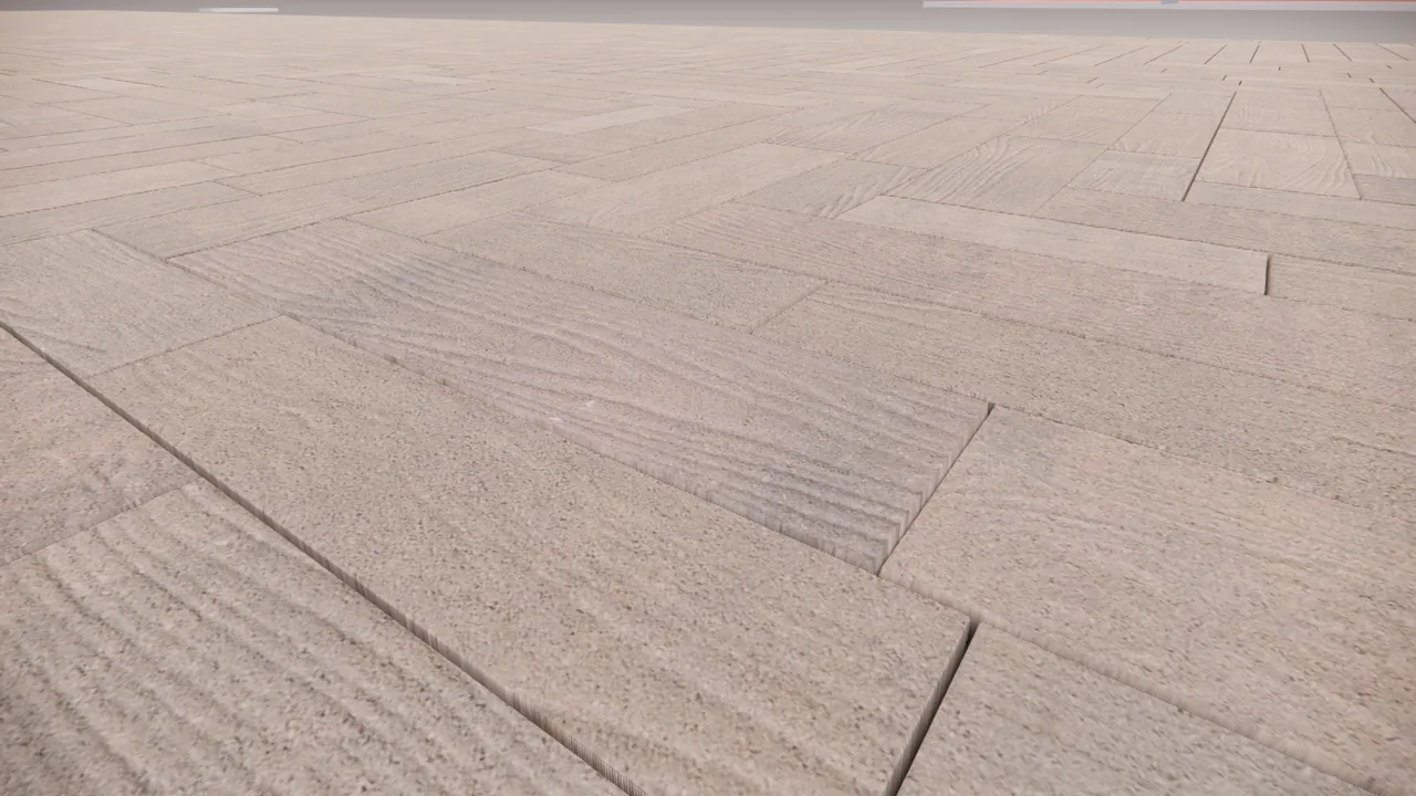 Decado Rosewood HB paver after the realism pass, photoreal albedo and displacement texture